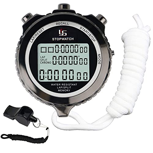 Rolilink Metal Stopwatch Stop Watch for Sports Waterproof Stopwatches Timer for Sports and Competitions (10 Lap)