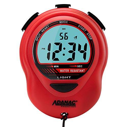 Marathon ST083013RD Adanac Digital Glow Stopwatch Timer with Extra Large Display and Digits – Battery Included (Red)