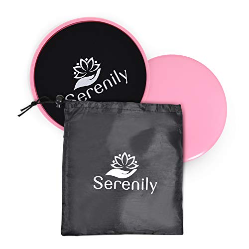 Serenily Sliders for Working Out – Core Exercise Sliders, 2 Dual Sided Gliding Discs For All Floors With Carry Bag & Workout Guide. Abs & Full-Body Fitness Equipment – Slider Set For Home Gym (Pink)
