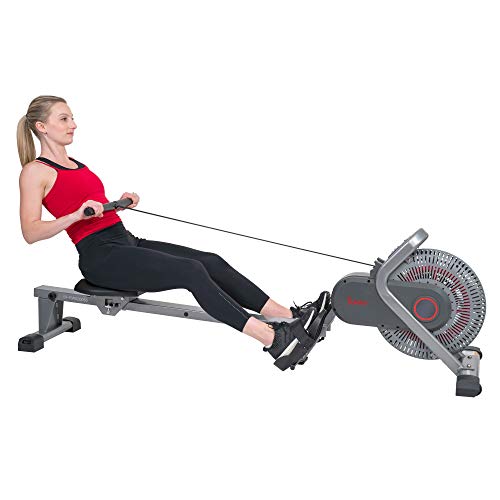 Sunny Health & Fitness Air Fan Rowing Machine Ergometer – SF-RW520050,Silver