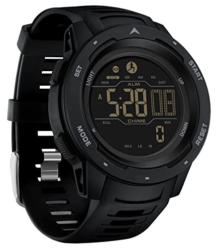 findtime Men’s Digital Watch Waterproof Pedometer Watches Sport Watch Step Counter Calorie Military Watch with Stopwatch Alarm LED Backlight Countdown