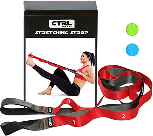Stretching Strap with Loops – Non Elastic Stretch Band for Physical Therapy, Yoga Strap for Stretching Equipment, Stretch Bands for Exercise and Flexibility – Fascia, Hamstring and Leg Stretcher Belt