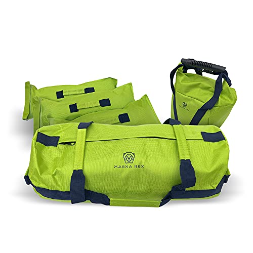 Magna Rex Sandbag Workout Bag – Adjustable Sand Bags for Weight Training | Heavy Duty Crossfit Equipment – 1 Outer Workout Sandbag, 3 Inner Sandbags, and 1 Soft Kettlebell