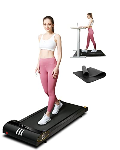 JURITS Walking Pad Under Desk Treadmill for Work from Office,Portable Treadmills for Home,Quiet Desk Treadmill with Remote Control,LED Display&Treadmill Mat