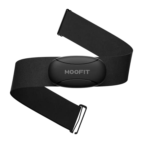 moofit HR8 Heart Rate Monitor Chest Strap, Low Energy Real-Time Heart Rate Data Bluetooth 5.0/ANT+, Longer Communication Range, IP67 Waterproof, Compatible with iOS/Android Apps, Gym Equipment, Black