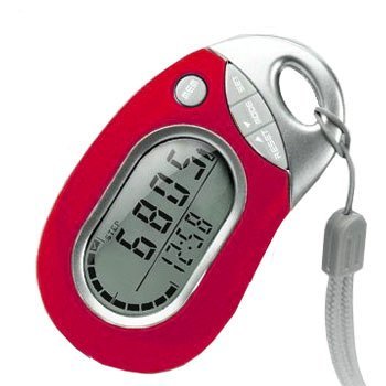 Pedusa PE-771 Tri-Axis Multi-Function Pocket Pedometer – Red With Holster/Belt Clip