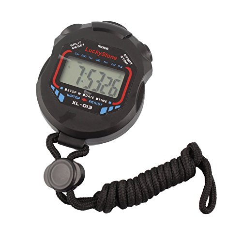 LuckyStone Professional Digital Stopwatch Timer,Handheld LCD Chronograph Water Resistant Stop Watch with Alarm Feature for Sports Fitness Coaches and Referees