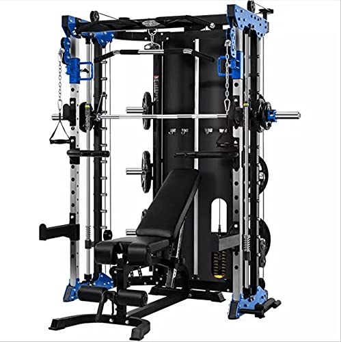Commercial Home Gym – Smith Machine, Cables with Built in 160 kg Weights (Deluxe Blue)