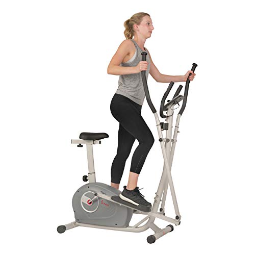 Sunny Health & Fitness 2 in 1 Magnetic Elliptical Upright Bike – SF-E3903,Gray