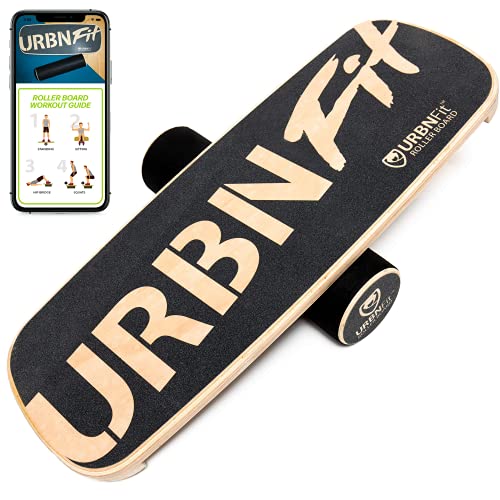 URBNFit Wooden Balance Board Trainer – Wobble Board for Skateboard, Hockey, Snowboard & Surf Training – Balancing Board w/Workout Guide to Exercise and Build Core Stability﻿