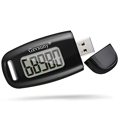 Gzvxuny 3D Pedometer with Clip and Strap, Simple Walking Step Counter, USB Rechargeable Pedometer Accurate Step Counter, Daily Target Monitor, Exercise Time, Black
