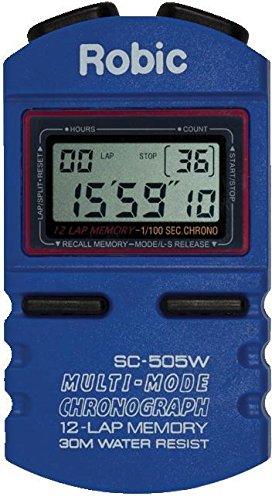Robic; Developed, Sold and Shipped in America; 12 Memory Recall Professional Quality Stopwatch, takes 199 readings, Easy to Use, Easy to Read-Royal Blue