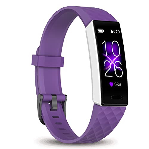 QOOGOT Fitness Tracker with Blood Oxygen SpO2 HR Sleep Monitor,Waterproof Health Activity Tracker for Android and iOS,Sport Watch with Pedometer Calorie Counter for Fitbit Men Women (S-Purple)