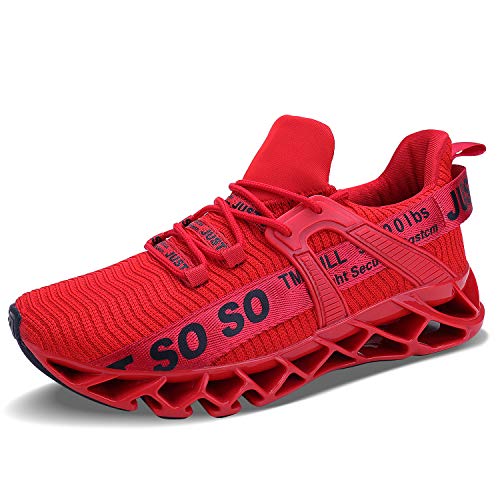 Mens Running Shoes Non Slip Athletic Walking Blade Type Sneakers Red,US 10