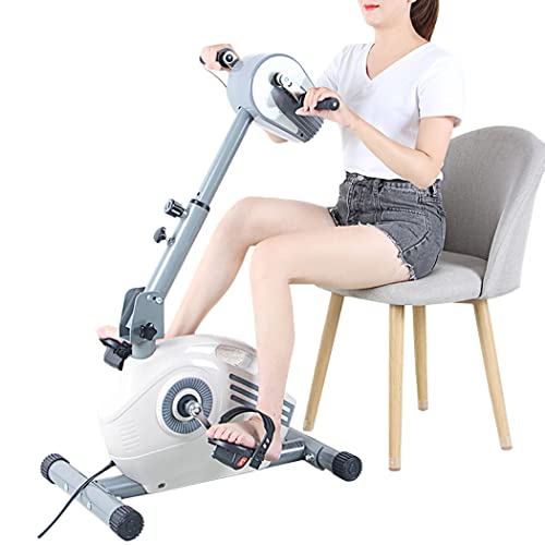 LANGWEI Motorized Pedal Exerciser with Protector Bracket, Adjustable Physical Therapy Electric Exercise Bike with Leg Arm Workout for Seniors and Disabled