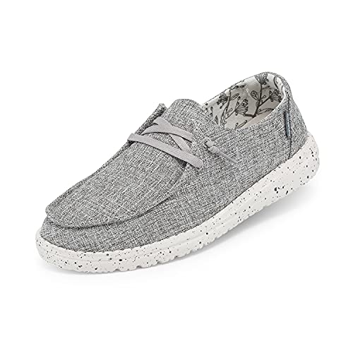 Hey Dude Women’s Wendy L Linen Iron Size 6 | Women’s Shoes | Women’s Lace Up Loafers | Comfortable & Light-Weight