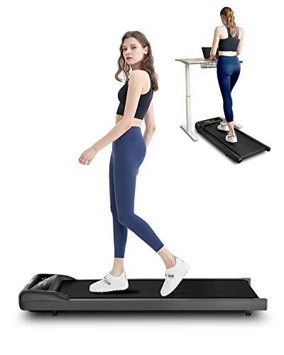 Under Desk Treadmill – 2 in 1 Walking Pad Treadmill of Compact Space, 2.5HP Quiet Desk Treadmill with Remote Control, LED Display, Portable Treadmill for Home Office
