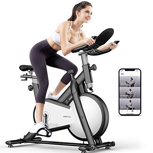 mobifitness Exercise Bike for Home I Indoor Stationary Bluetooth Cycling Bike for Home with Magnetic Resistance, Turbo Workout Spinning Bike, 330lbs Weight Capacity with iPad Holder
