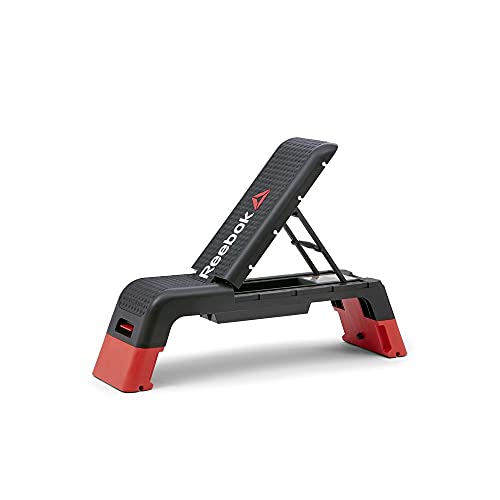 Reebok Professional 47-Inch Long Multi-Purpose Aerobic, Cardio, and Strength Challenging Home Fitness Deck Bench, Black