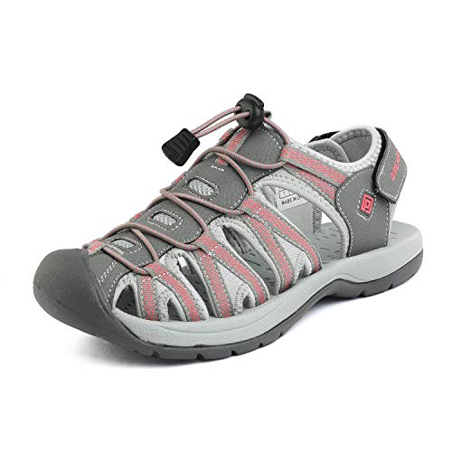 DREAM PAIRS Women’s 160912-W-New Grey Coral Adventurous Summer Outdoor Sandals Size 7.5 M US