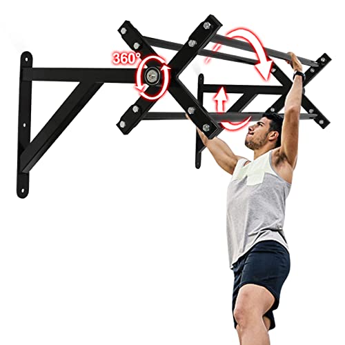 Pull Up Bar Wall Mount – TAYUQEE Rotatable Climbing Training Bar Strength Training Pull-up Chin Up Bar with Locking Pin, Max Load 600lbs for Home Gym Workout Training Equipment