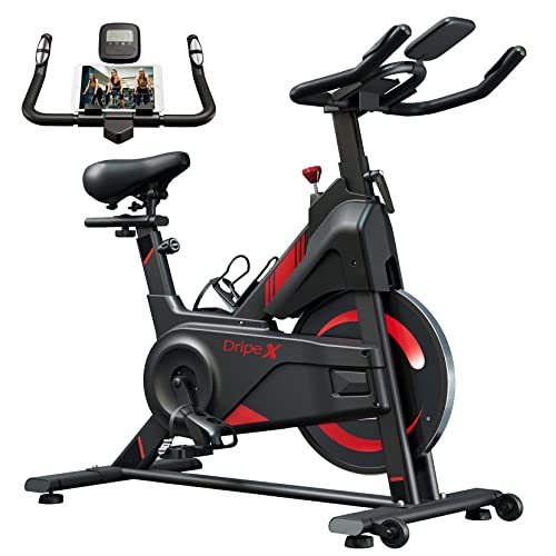 Exercise Bike, Dripex 2023 Upgrade [Super Silent Belt Drive] Indoor Stationary Exercise Bike for Home with Tablet Holder, LCD Monitor for Home Bicycle Workout