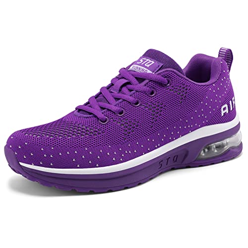 Women’s Road Running Sneakers Fashion Sport Air Fitness Workout Gym Jogging Walking Shoes 8 Purple