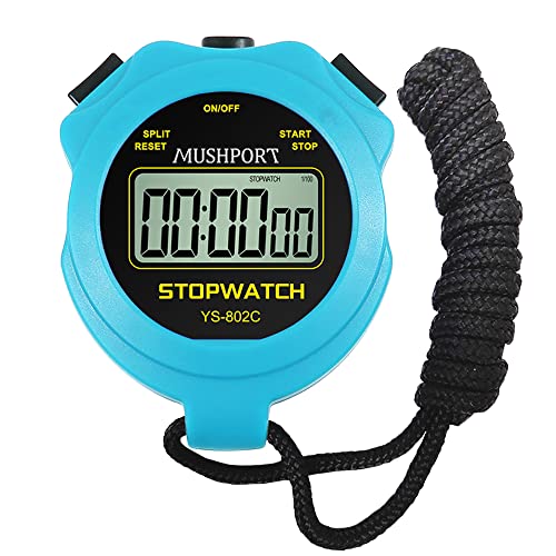 Stopwatch Sport Timer Only Stopwatch with ON/Off, No Clock No Date Silent Simple Operation Children Friendly, MUSHPORT Digital Stopwatch for Coaches Kids Swimming Running Sports Practice