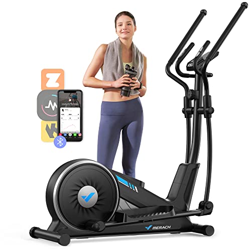 Elliptical Machine Cross Trainer with Optional Exclusive MERACH App, Doubled HED Drive System Elliptical Training Machines for Home Use, 16-Level Magnetic Resistance, E09