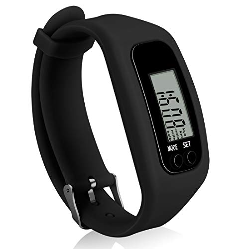 Bomxy Fitness Tracker Watch,Simply Operation Walking Running Pedometer with Calorie Burning and Steps Counting Easy use Step Tracker (634i-BLACK)