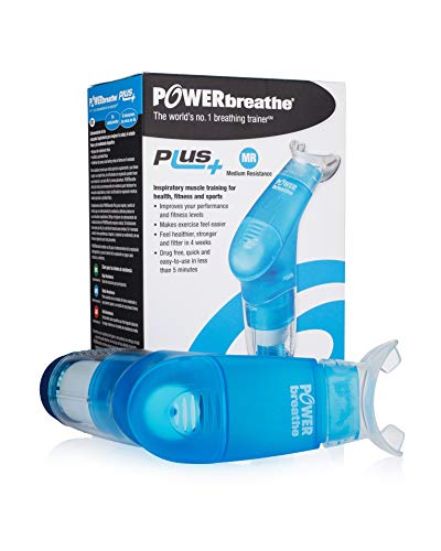 POWERbreathe – Breathing Exercise Device for Lungs, Breathing Trainer and Therapy Tool to Strengthen Breathing Muscles and Help Lung Capacity, Inspiratory Muscle Trainer – Blue, Medium Resistance