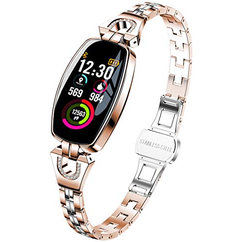 Pard Delicate Women Smart Watch, Heart Rate Blood Pressure Fitness Tracker for Ladies, Gold