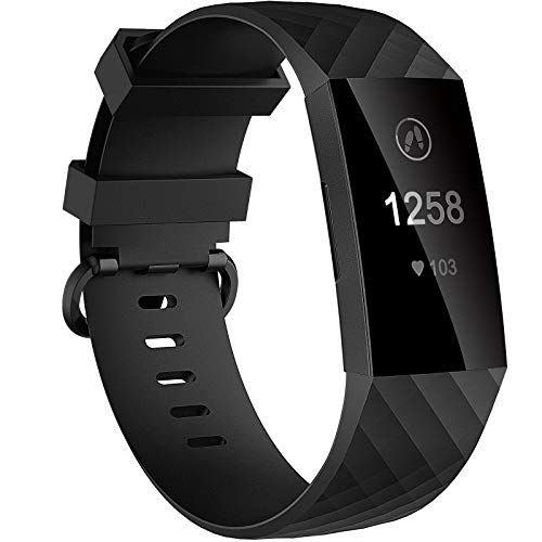 Velavior Waterproof Bands for Fitbit Charge 4/ Fitbit Charge 3/ Charge3 SE, Replacement Wristbands for Women Men Small Large (Black, Large)
