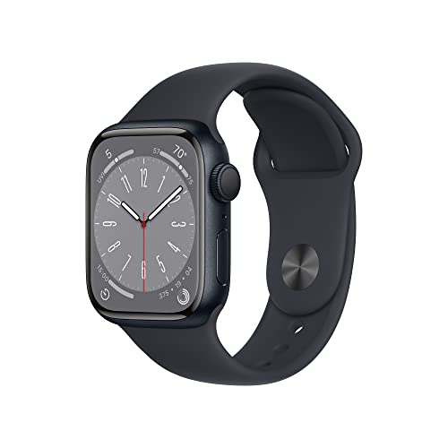 Apple Watch Series 8 [GPS 41mm] Smart Watch w/Midnight Aluminum Case with Midnight Sport Band – S/M. Fitness Tracker, Blood Oxygen & ECG Apps, Always-On Retina Display, Water Resistant