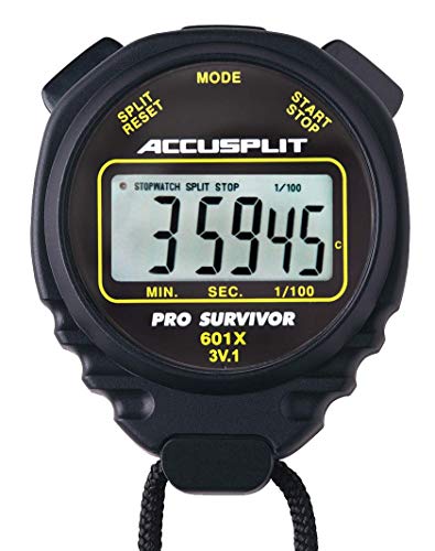 ACCUSPLIT Pro Survivor – A601XBK Stopwatch, Clock, Extra Large Display (Black)
