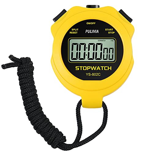 PULIVIA Stopwatch Sport Timer Only Stopwatch with ON/Off, No Clock No Calendar Silent Easy Operation, Digital Stopwatch for Coaches Running Swimming Sports Training, Yellow