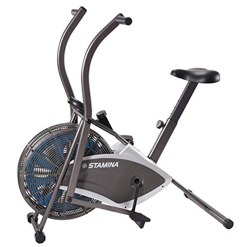 Stamina Air Resistance Bike 876 – Smart Workout App, No Subscription Required – Dynamic, Adjustable Tension – Multi-Function LCD Monitor – Dual-Action Arms to Engage The Upper Body