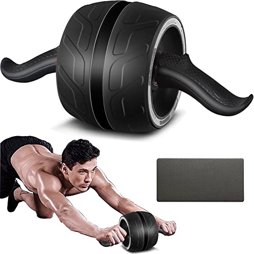 A.F.N.A.L AB Wheel Roller for Men & Women, Automatic Rebound Exercise Abdominal Ultra-Wide Wheels Fitness for Gym & Home, Core Work-out Strength Training Equipment with Knee Pad, Black, 14.6″W