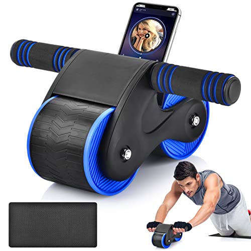 Automatic Rebound Abdominal Wheel, Ab Roller Wheel with Automatic Rebound Assistance Resistance Springs Ergonomic Handle, Abdominal Wheel Roller with Knee Pads, Ab Wheel Roller for Core Workout