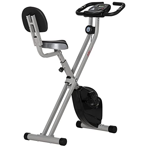 Soozier Foldable Upright Training Exercise Bike Indoor Stationary X Bike with 8 Levels of Magnetic Resistance for Aerobic Exercise, Grey