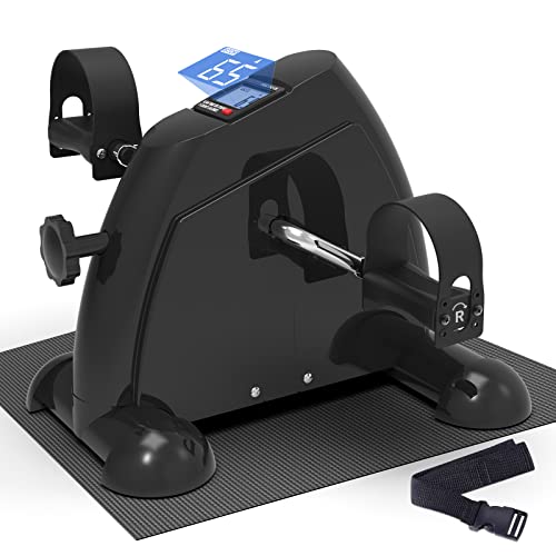 SivaExilis Under Desk Bike Pedal Exerciser for Seniors, Mini Peddler Exerciser with LCD Display & Anti-Slip Mat, Foot Pedal Exerciser for Home Office Legs/Arms Workout, Gifts for Elders (Black)