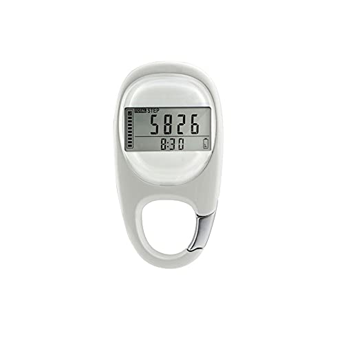 3D Digital Simple Walking Distance Clip on Pedometer Step Counter with Clip Activity Time 7 Days Memory Walking Distance Miles/km Exercise Fitness Activity Calorie for Men Women Kids (White)