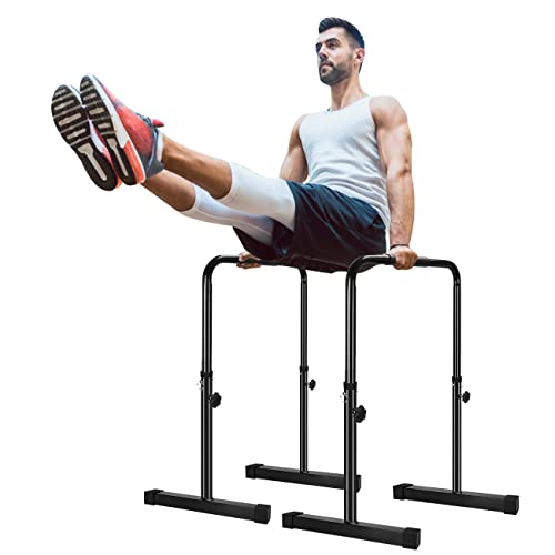 OKUGAFIT Dip Bar Station, Dip Bars for Home, Dip Bar Stand Strength Training Dip Stands with 4 Height Level & 243LBS Weight Limit