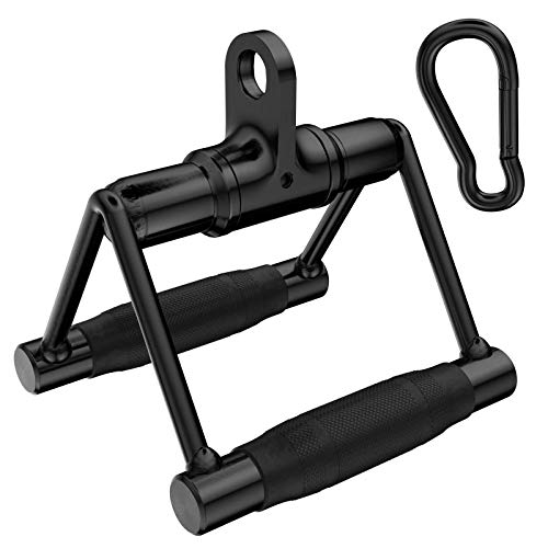 allbingo Pro Black Steel Cable Attachment Handles,Ultra Heavy Duty Cable Machine Accessories with Rubber Grips for Tricep Rowing LAT Pulldown Press Down T Bar Home Gym (Black Steel Handles with Clips)