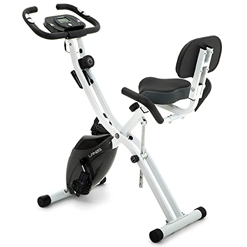 LANOS Workout Bike For Home – 2 In 1 Recumbent Exercise Bike and Upright Indoor Cycling Bike Positions, 10 Level Magnetic Resistance Exercise Bike, Foldable Stationary Bike Machine, Fitness Bike