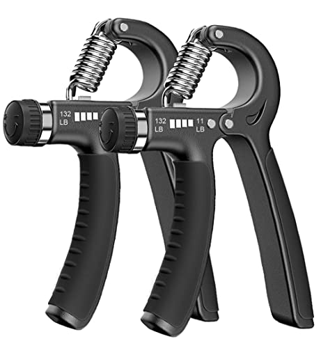 FLYFE Grip Strength Trainer 2 Pack 11-132 lbs, Hand Grip Exerciser Strengthener with Adjustable Resistance, Forearm Strengthener, Hand Exerciser for Muscle Building and Injury Recover