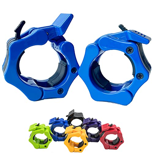 Barbell Clips Barbell Clamps Weight Olympic Barbell Collar 2 Inch Set,Quick Release Snap Lock for Gym Workout lifting,Squat Rack Cage Equipment Attachment,Lifting Deadlift,Squat (Blue)