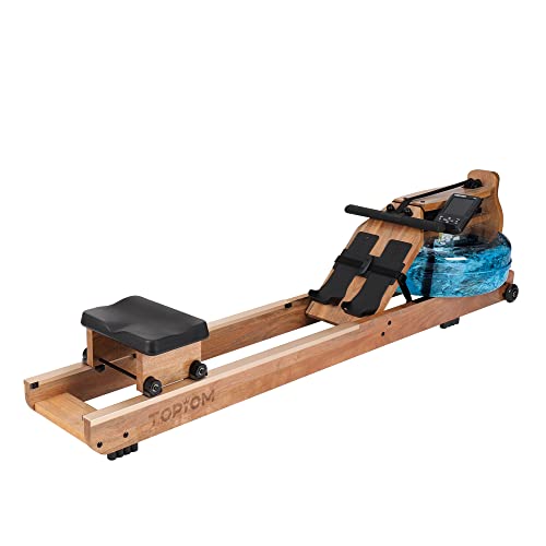 TOPIOM Water Rower Rowing Machine with TM-3 Performance Monitor, Oak Veneer Over Rubber Wood with 400 lbs Max Capacity