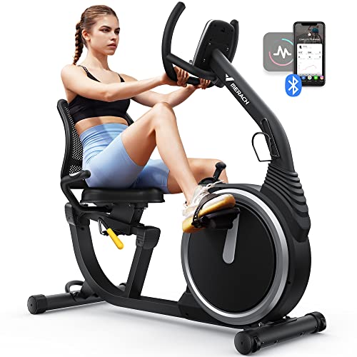 MERACH High-end Recumbent Exercise Bike with Silent Dual-belt Drive System, Light Commercial Magnetic Recumbent Stationary Bikes with Bluetooth Exclusive App