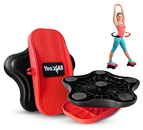 Yes4All Core Ab Twister Board Exercise Equipment For Waist Trainer, Abdominal Exercise- Pair, Black/Red